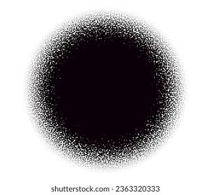 Halftone circle, duotone dot pattern on white background