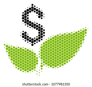 Halftone circle Eco Startup icon. Pictogram on a white background. Vector composition of eco startup icon composed of sphere items.
