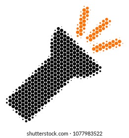Halftone circle Electric Torch Light icon. Pictogram on a white background. Vector collage of electric torch light icon made of round spots.