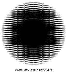 Halftone circle element of lines forming a grid. Monochrome halftone pattern.