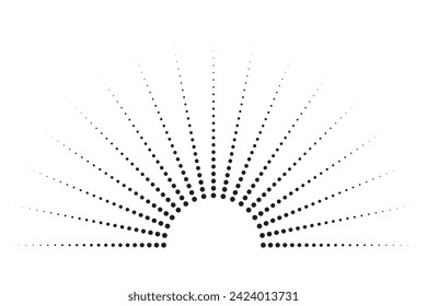 elemento de círculo semitónico. Estallido de sol, patrón de explosión de sol. Líneas radiales. Ilustración vectorial, estrella brillante y parpadeo