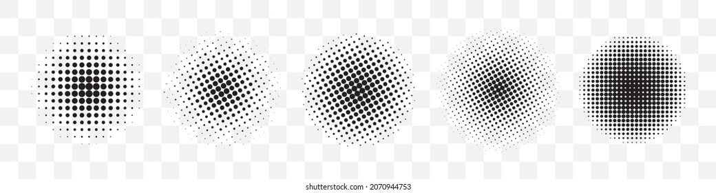 Halftone circle elements collection decoration. Vector illustration