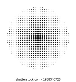 Halftone Circle. Fade Dot. Pop Art Texture. Round Faded Pattern. Black Dots Isolated On White Backdrop. Halftone Effect For Design Prints. Abstract Radial Circle. Circular Fadew Gradation. Vector