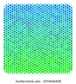 Halftone circle Filled Square icon. Icon in green and blue shades on a white background. Vector concept of filled square icon constructed of sphere blots.