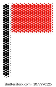 Halftone circle Flag icon. Pictogram on a white background. Vector pattern of flag icon designed of round spots.