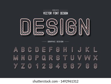 Halftone circle font and alphabet vector, Digital typeface letter and number design, Graphic text on background