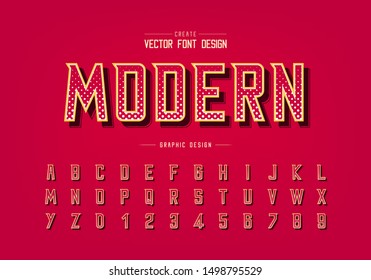 Halftone circle font and alphabet vector, Modern digital typeface and letter number design, Graphic text on background