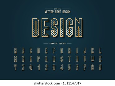 Halftone circle font and alphabet vector, Digital tall typeface letter and number design, Graphic text on background