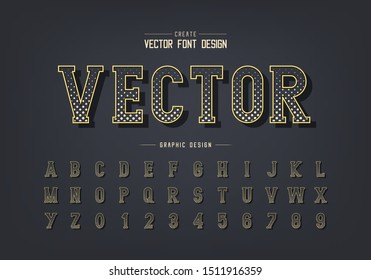 Halftone circle font and alphabet vector, Digital writing style typeface letter and number design, graphic text on background