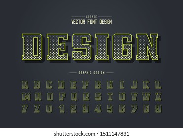 Halftone circle font and bold alphabet vector, Digital script and number design, Graphic text on background