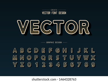 Halftone circle font and round alphabet vector, Digital design typeface and number, Graphic text on background