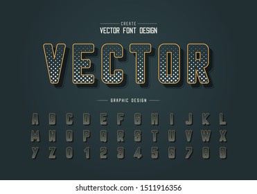 Halftone circle font and round alphabet vector, Digital typeface and letter number design, Graphic text on background