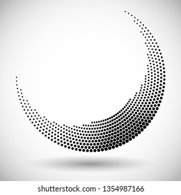 Halftone circle frame, abstract dots logo emblem design element for any projects. Round border icon. Vector EPS10 illustration. Abstract dotted vector background.