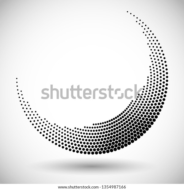Halftone circle frame, abstract\
dots logo emblem design element for any projects. Round border\
icon. Vector EPS10 illustration. Abstract dotted vector\
background.