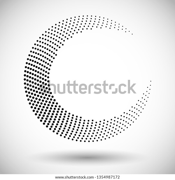 Halftone circle frame, abstract\
dots logo emblem design element for any projects. Round border\
icon. Vector EPS10 illustration. Abstract dotted vector\
background.