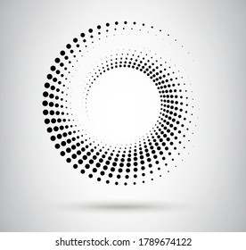 Halftone circle frame. Abstract dotted vector background. Minimal logo emblem design.