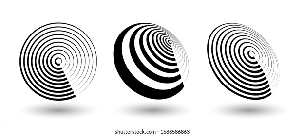 Halftone circle frame, abstract lines logo emblem design element for any project. Round border icon or backgroud. Vector EPS10 illustration. Abstract halftone vector with differents perspective
