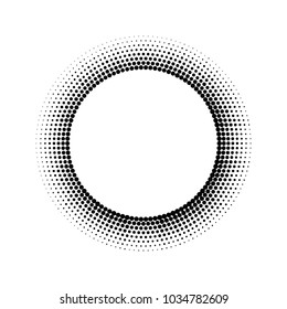 Halftone Circle Frame With Black Abstract Random Dots. Vector