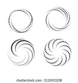 Halftone circle frame dots border. Round border Icon using halftone circle dots raster texture. Vector illustration.