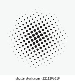 Halftone circle frame dotted background set. Round border Icon using halftone circle dots raster texture. Grunge circular stain. Vector illustration.