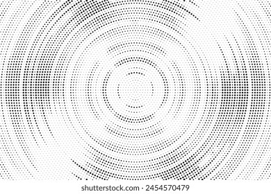 Halftone circle frame dotted background . Abstract radial halftone background, texture, pattern. Grunge circular stain. Vector illustration.