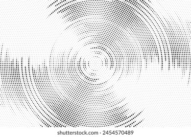 Halftone circle frame dotted background . Abstract radial halftone background, texture, pattern. Grunge circular stain. Vector illustration.