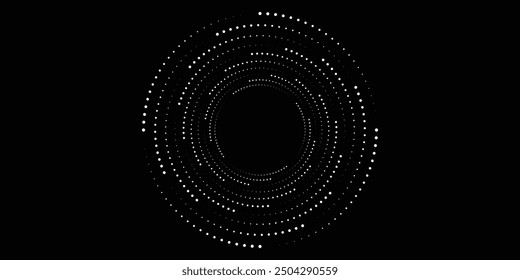 Halftone circle frame dotted background set. Round border Icon using halftone random circle dots raster texture. Grunge circular stain.