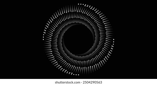 Halftone circle frame dotted background set. Round border Icon using halftone random circle dots raster texture. Grunge circular stain.