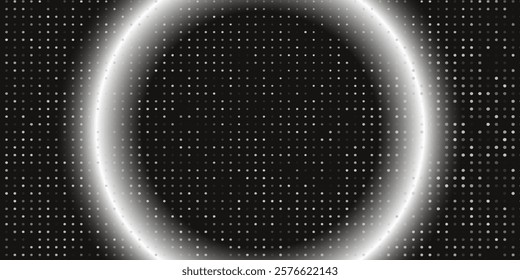 Halftone circle frame dotted background set. Round border Icon using halftone random circle dots raster texture. Grunge circular stain.