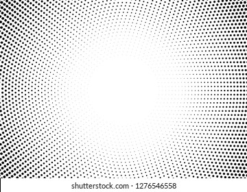 Halftone Circle Frame Horizontal Background. Black Circular Border Using Halftone Dots Texture. Vector Illustration.