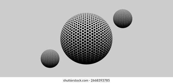 Halftone circle frame patterns, black white circular halftone dot pattern.