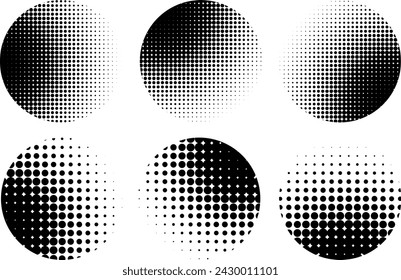 Halftone circle frame patterns. Logo design elements. Halftone circular background pattern. Vector illustration