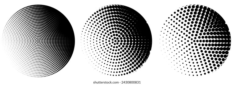 Halftone circle frame patterns. Logo design elements. Halftone circular background pattern. Vector illustration