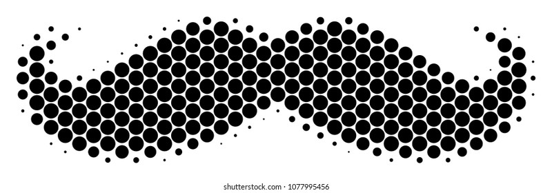 Halftone circle Gentleman Moustache icon. Pictogram on a white background. Vector pattern of gentleman moustache icon done of spheric blots.