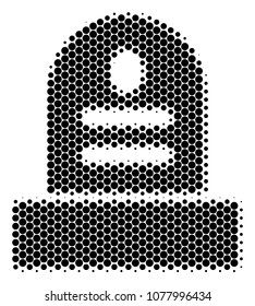 Halftone circle Grave icon. Pictogram on a white background. Vector concept of grave icon composed of spheric pixels.