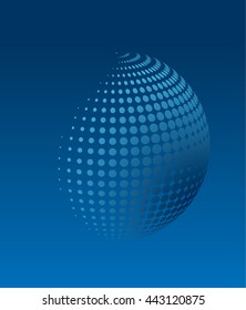 Halftone circle. Half tone ball from dots. Music poster background. Vector illustration