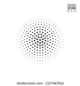 Halftone Circle Isolated on White Background. Half Tone Circle Made of Dots Pattern. Vector Illustration.