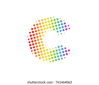 Halftone Circle Letter C Icon Logo Design Element