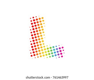 Halftone Circle Letter L Icon Logo Design Element