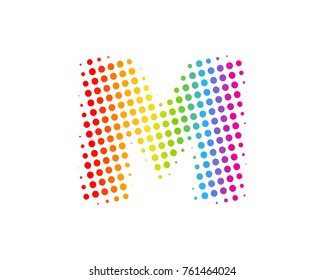 Halftone Circle Letter M Icon Logo Design Element