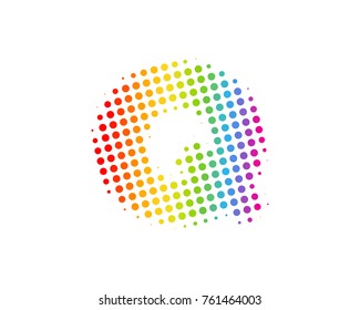 Halftone Circle Letter Q Icon Logo Design Element