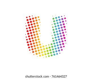 Halftone Circle Letter U Icon Logo Design Element