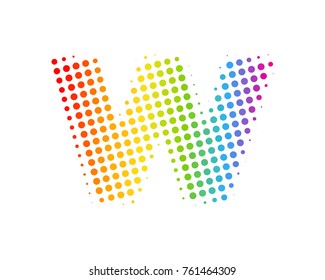 Halftone Circle Letter W Icon Logo Design Element