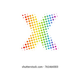 Halftone Circle Letter X Icon Logo Design Element