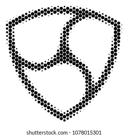 Halftone circle Nem Currency icon. Pictogram on a white background. Vector composition of nem currency icon organized of sphere spots.