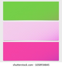 Halftone circle pattern banner template set - vector graphic design from rings in varying sizes