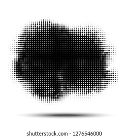 Halftone circle pattern. Grunge spot using halftone dots texture. Vector illustration.