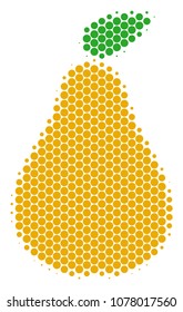 Halftone circle Pear icon. Pictogram on a white background. Vector pattern of pear icon combined of spheric blots.