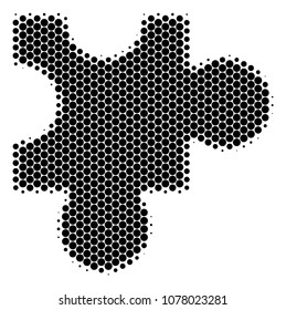 Halftone circle Plugin icon. Pictogram on a white background. Vector concept of plugin icon made of circle pixels.