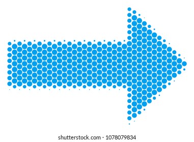 Halftone circle Right Arrow icon. Pictogram on a white background. Vector concept of right arrow icon designed of sphere spots.